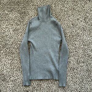 Madison Grey women’s long sleeve gray fitted turtleneck shirt Sz L